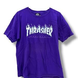 Unisex, Purple, Thrasher,  Flame Logo T-Shirt, XL